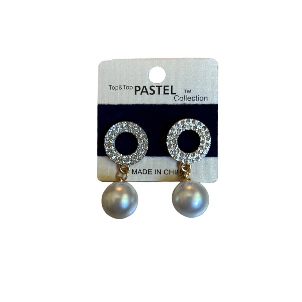 Top & Top Pastel Diamond and Pearl Fashion Earings